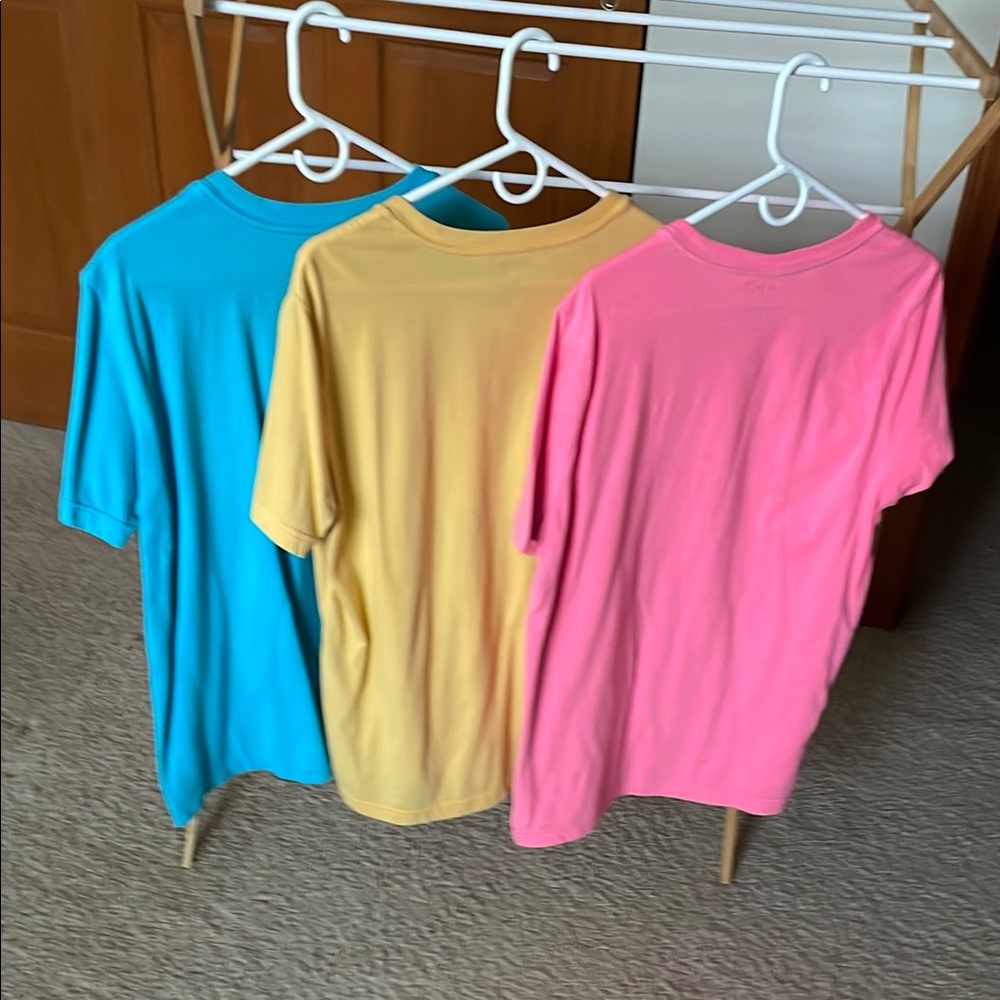 Men's V-Neck T-Shirts - Blue, Yellow, Pink 3pack - Picture 2 of 8